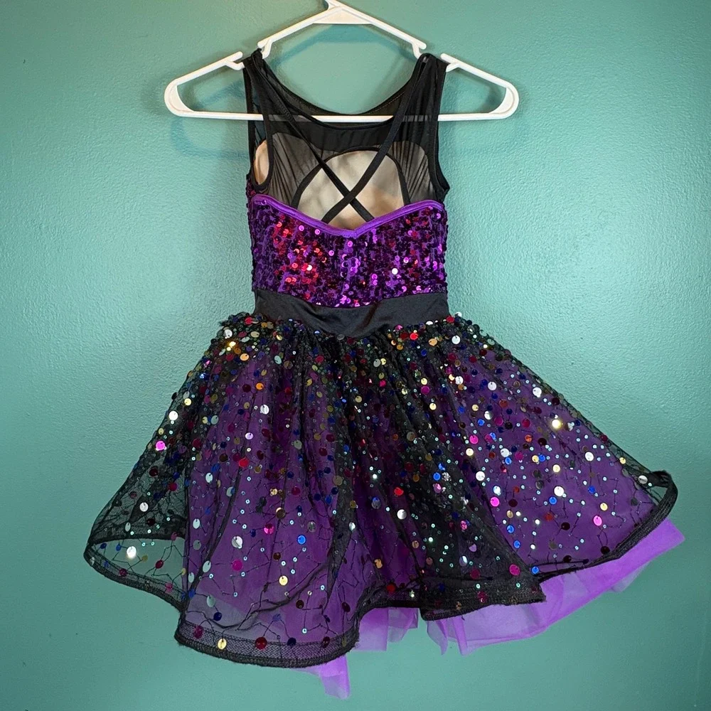 Weissman Purple‎ Sequin Ombre Dance Costume Lyrical Jazz Girls MC